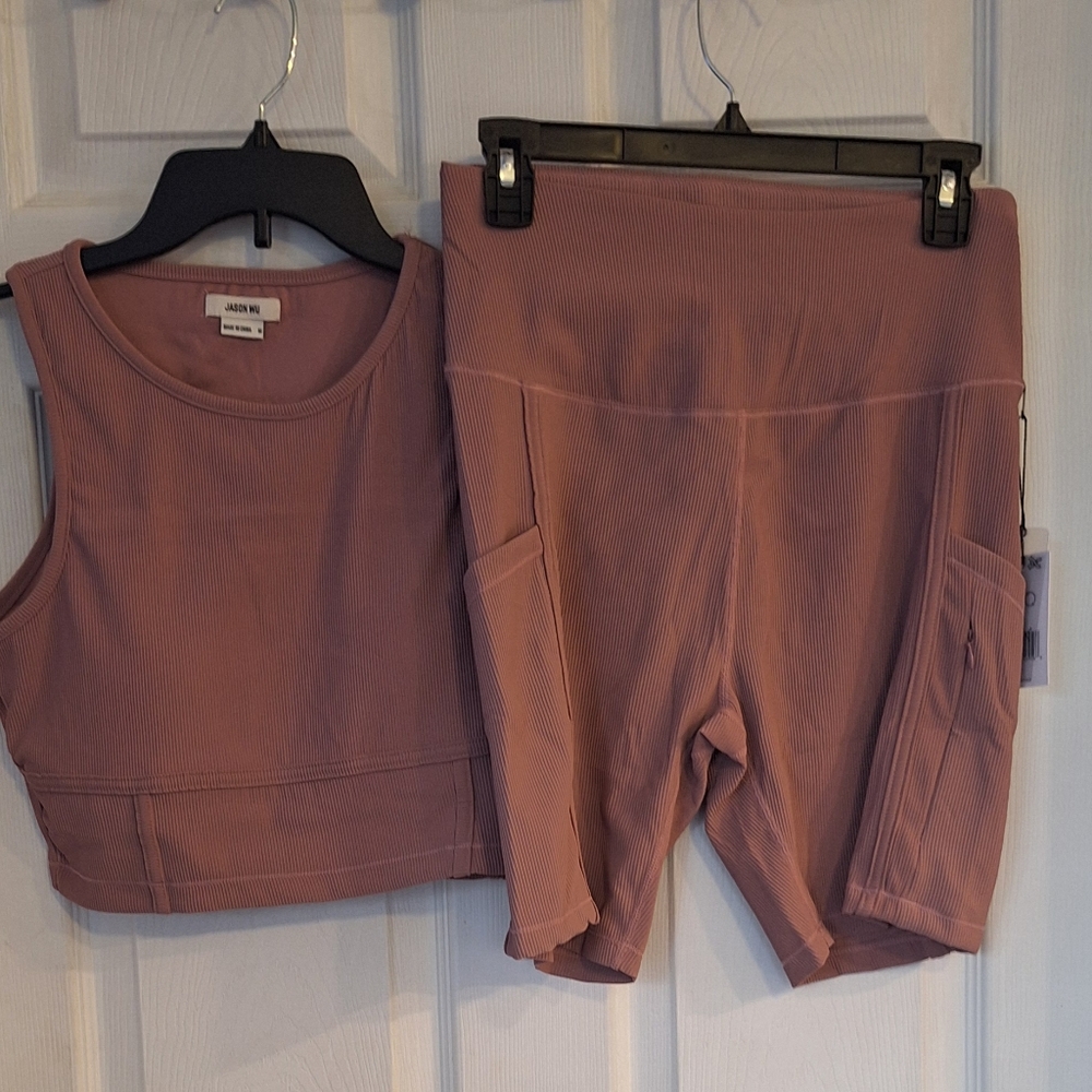 Jason Wu active workout athletic set large shorts and medium tank